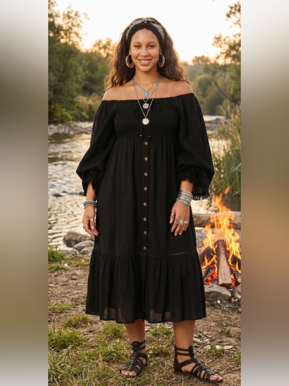 Elegant Black Off-Shoulder Dress or tunic long XXl or Xl new with tags